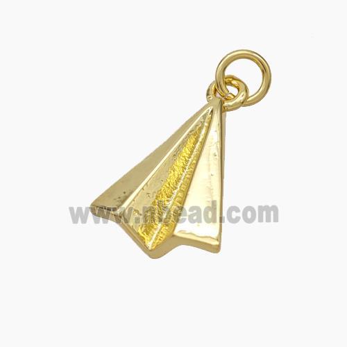 Paper Airplane Charms Copper Pendant Gold Plated