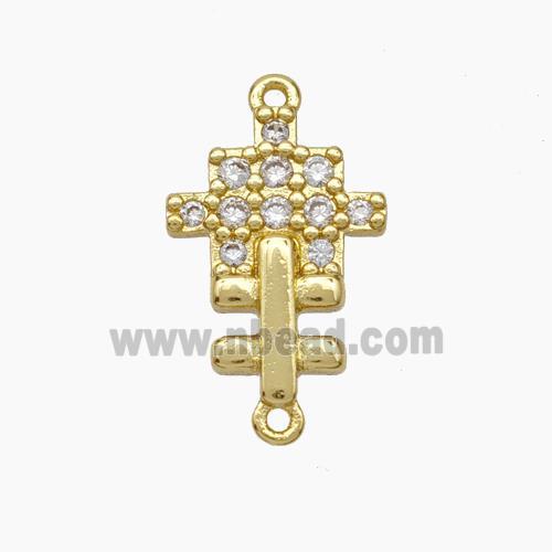Puzzle Charms Copper Connector Pave Zirconia Gold Plated