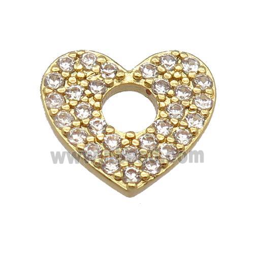 copper heart pendant pave zircon, gold plated