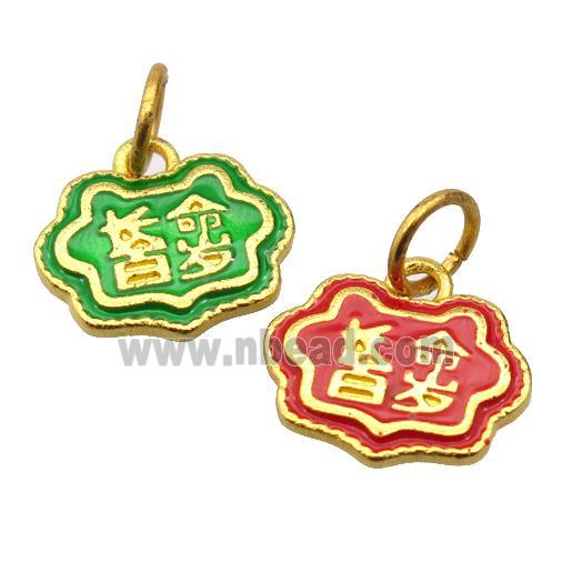 alloy pendant with enamel, gold plated