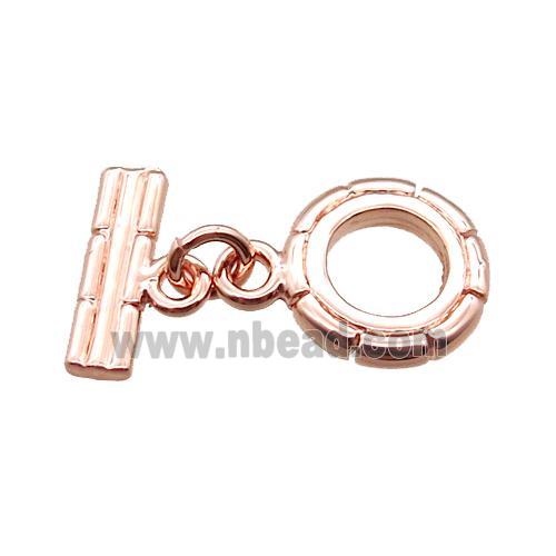 copper toggle clasp, circle, rose gold
