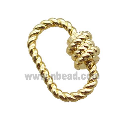 copper carabiner lock pendant, screw, gold plated