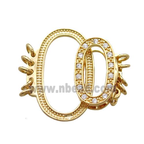 copper clasp pave zircon, gold plated