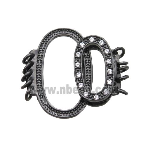 copper clasp pave zircon, black plated