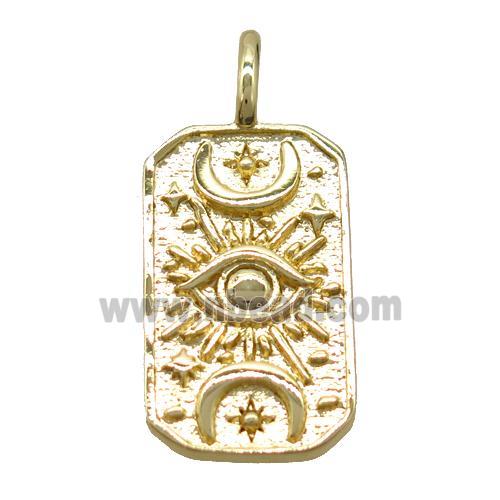 copper rectangle pendant, gold plated