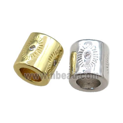 copper tube beads pave zircon, eye, mixed