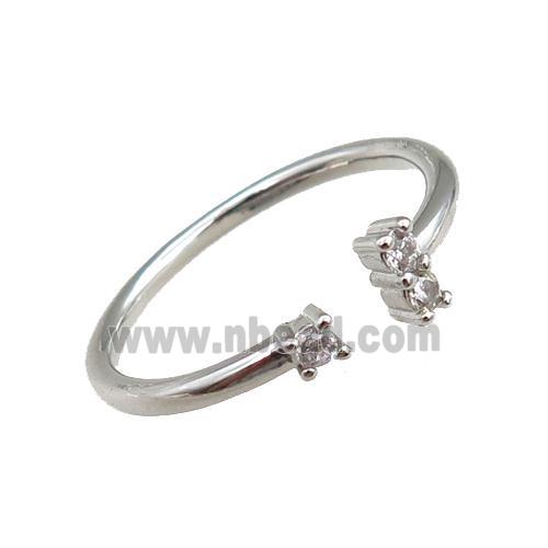 copper Rings pave zircon, adjustable, platinum plated