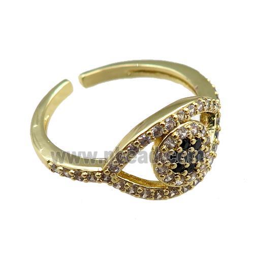 copper Rings paved zircon, adjustable, gold plated