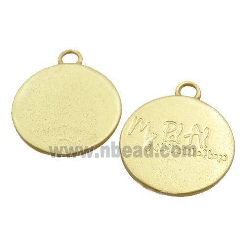 copper circle pendant, gold plated