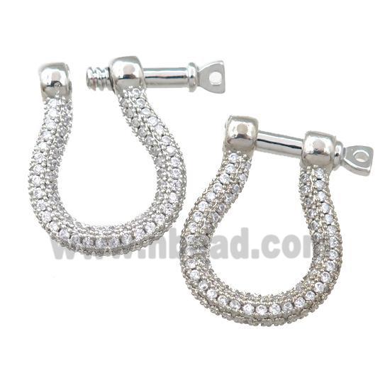 copper clasp pave zircon, platinum plated