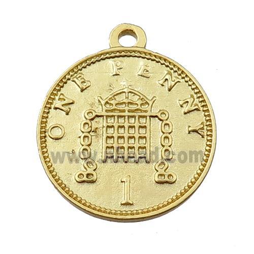copper coin pendant, duck gold plated