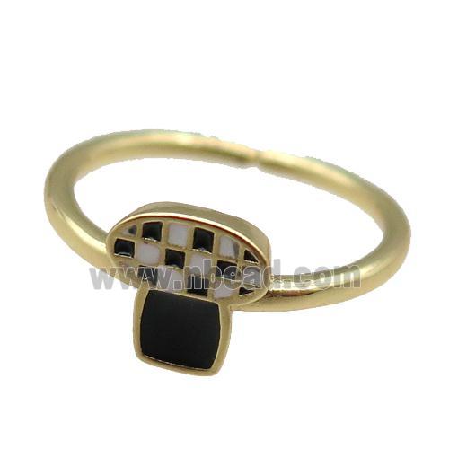 copper Rings, enameled, adjustable, gold plated