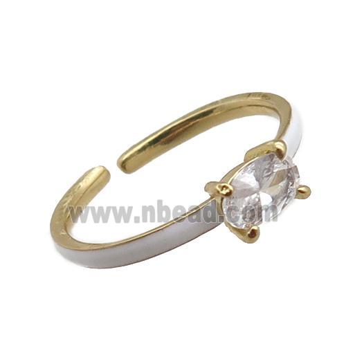 copper Rings, white enameled, adjustable, gold plated