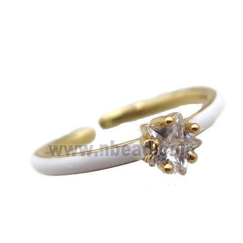 copper Rings, white enameled, adjustable, gold plated