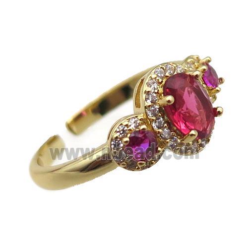 adjustable copper ring pave zircon, gold plated