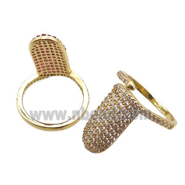 adjustable copper ring pave zircon, gold plated
