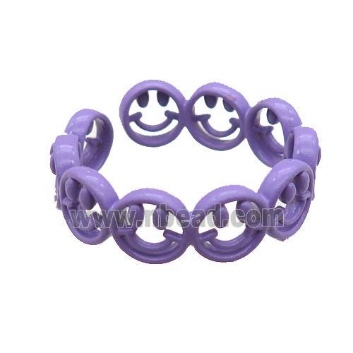 copper rings with purple lacquered