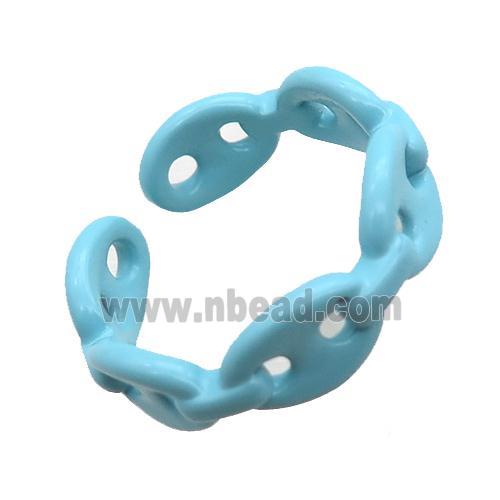 copper rings with teal lacquered, pignose
