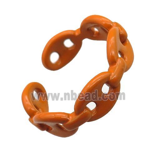 copper rings with orange lacquered, pignose