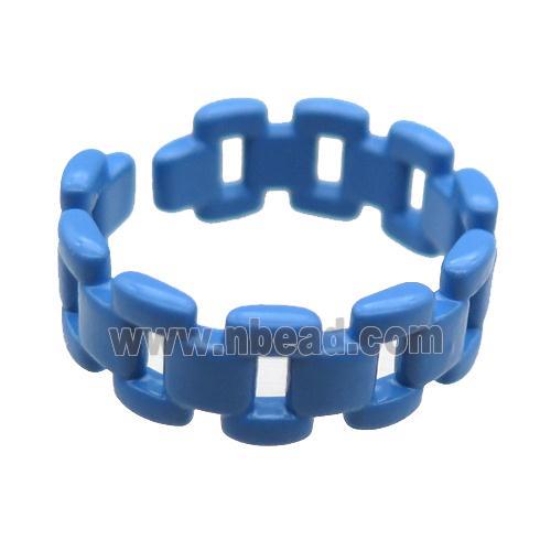 copper rings with blue lacquered