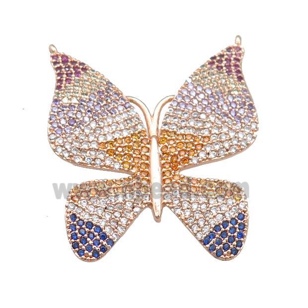 copper butterfly pendant pave zircon with 2loops, rose gold