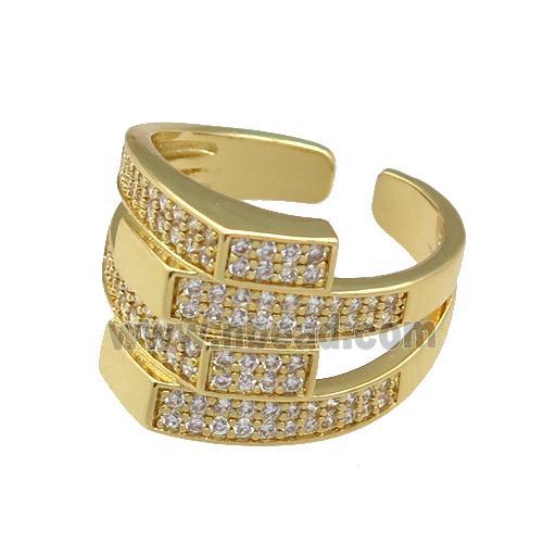 adjustable copper Rings pave zircon, gold plated