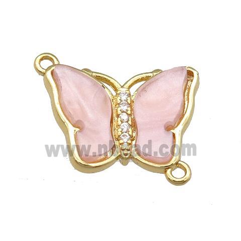 lt.pink Resin Butterfly Connector, gold plated