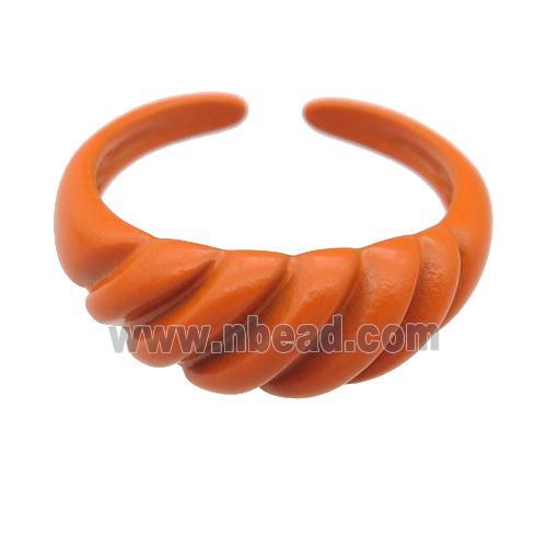 copper Rings with orange fire lacquered, adjustable