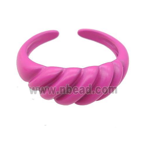copper Rings with hotpink fire lacquered, adjustable
