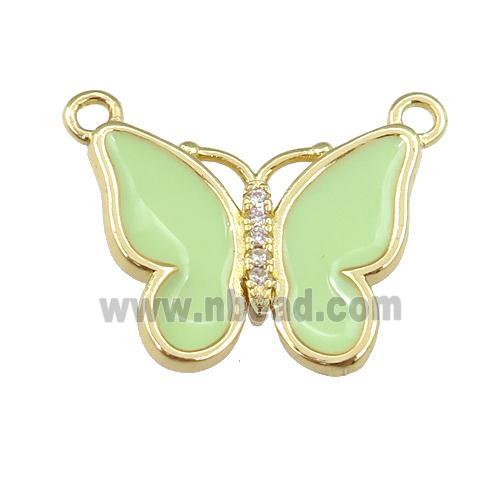 copper butterfly pendant with applegreen enamel, gold plated