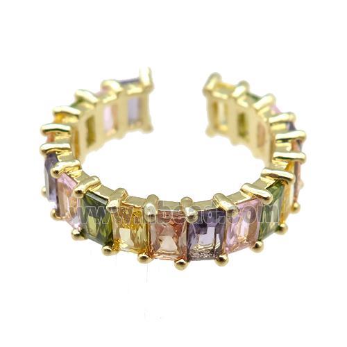 copper Ring paved zircon, gold plated
