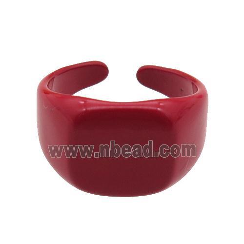 copper Ring with red fire Lacquered