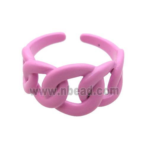 copper Ring with pink fire Lacquered