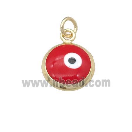 copper Evil Eye pendant with red enamel, gold plated