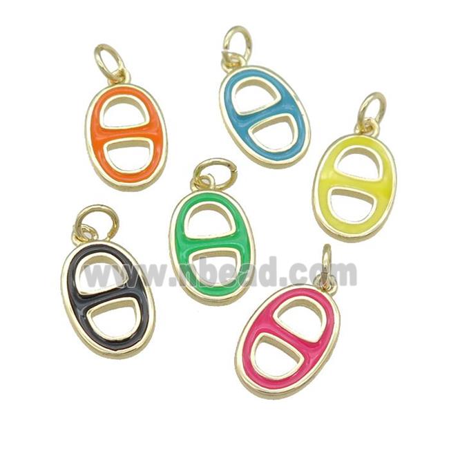 copper nose pendant with enamel, gold plated, mixed