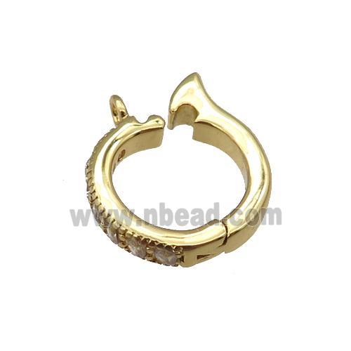 copper Clasp paved zircon, gold plated