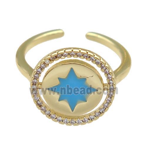 copper Ring paved zircon, gold plated