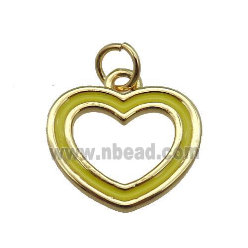 copper Heart pendant with yellow enamel, gold plated