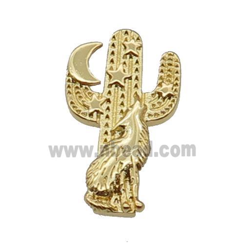 copper cactus pendant, fox, gold plated