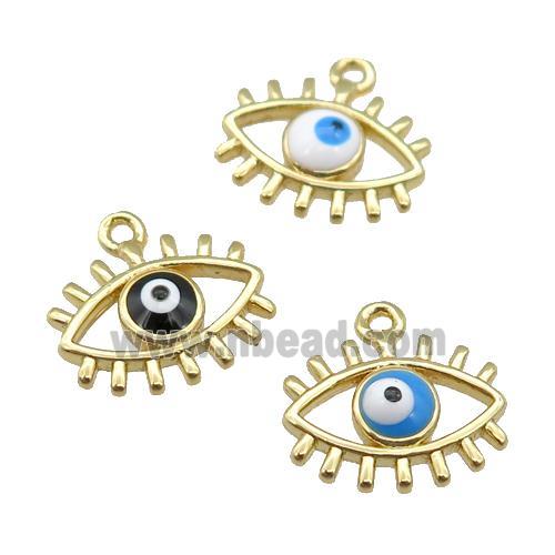 copper Evil Eye pendant with enamel, gold plated, mixed