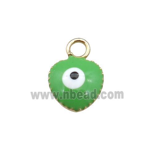 copper Evil Eye pendant with green enamel, gold plated