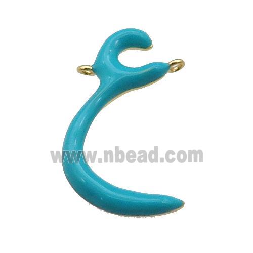copper pendant with teal enamel, gold plated
