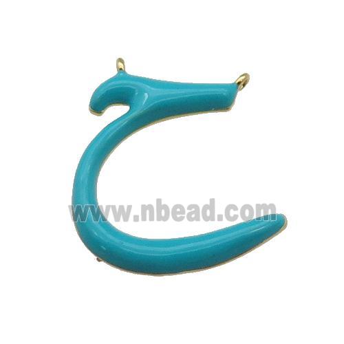 copper pendant with teal enamel, gold plated