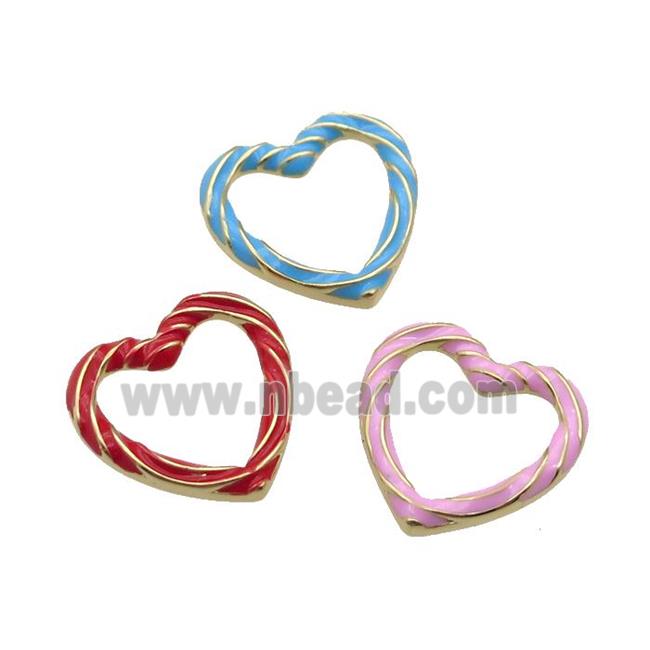 copper Heart pendant with enamel, gold plated, mixed