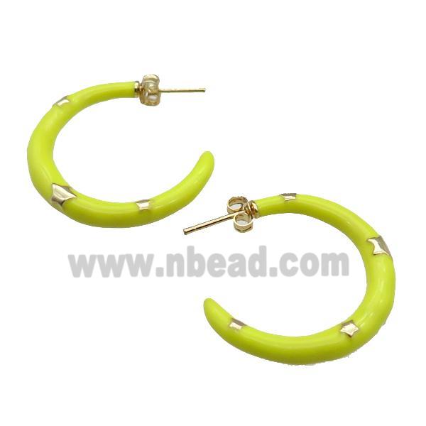 copper Stud Earring with yellow enamel, gold plated