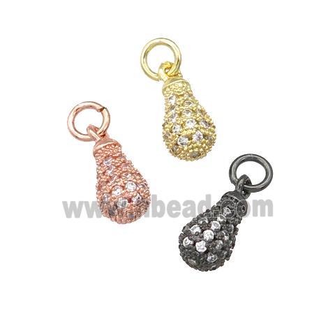 copper teardrop pendant paved zircon, mixed