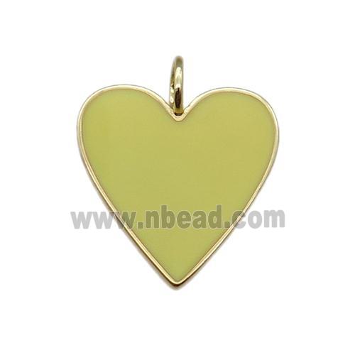 copper Heart pendant with yellow enamel, gold plated