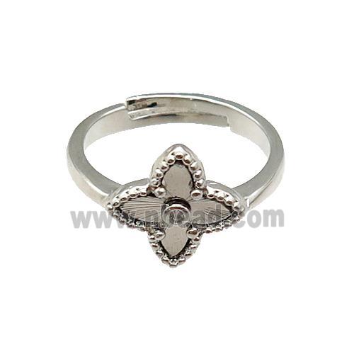 copper Star Ring, adjustable, platinum plated