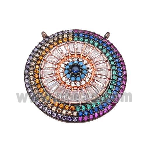 copper circle pendant paved zircon, rose gold