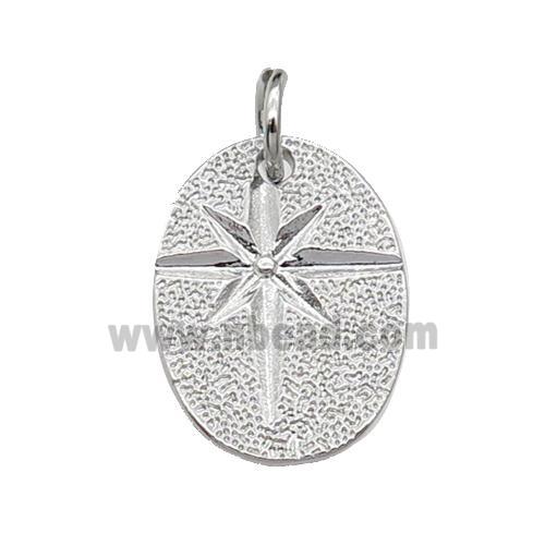 copper NorthStar charm pendant, platinum plated
